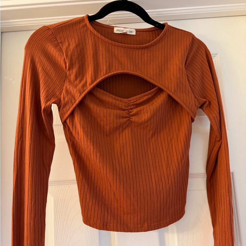 Moa Moa Women's Orange Long Sleeve Crop Top